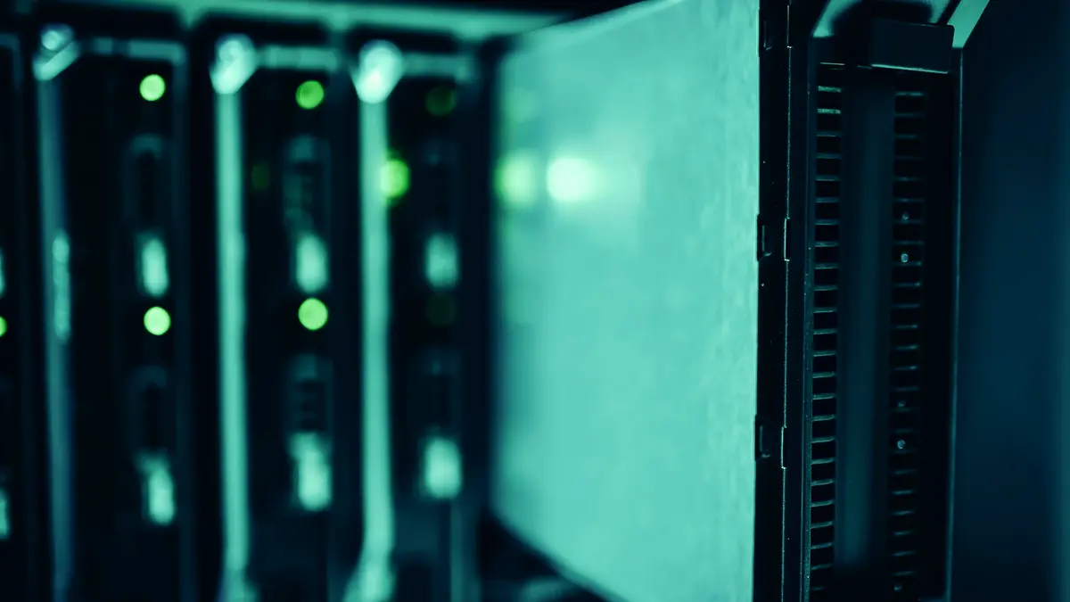 Server racks in a data centre, the environment a VPN concentrator actually lives in.